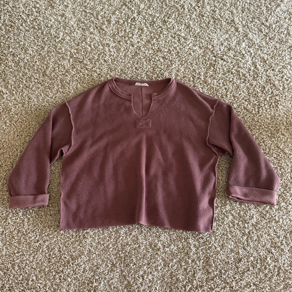 Together Purple Cropped Sweater with Crew Neck